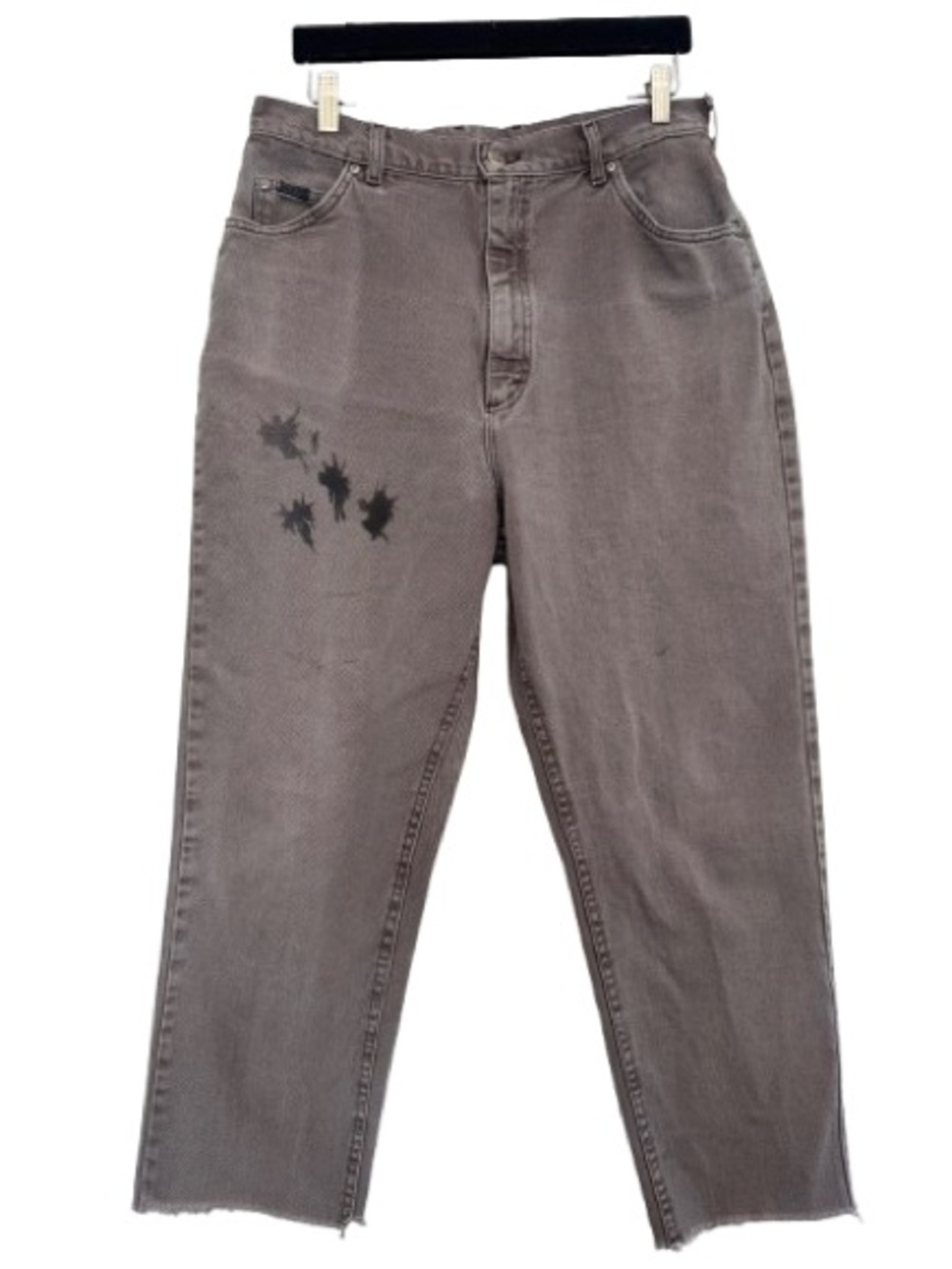 Vintage Lee Riveted Jerky Tab Raw Hem High Rise Jeans Custom Eyes Graphic Grunge